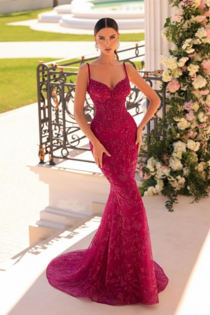 Designer Abendkleider Lang Spitze | Abiballkleider mit Glitzer