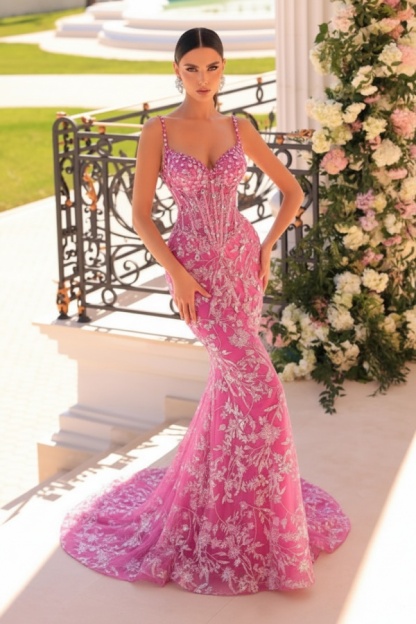 Designer Abendkleider Lang Spitze | Abiballkleider mit Glitzer