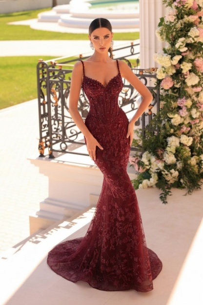 Designer Abendkleider Lang Spitze | Abiballkleider mit Glitzer