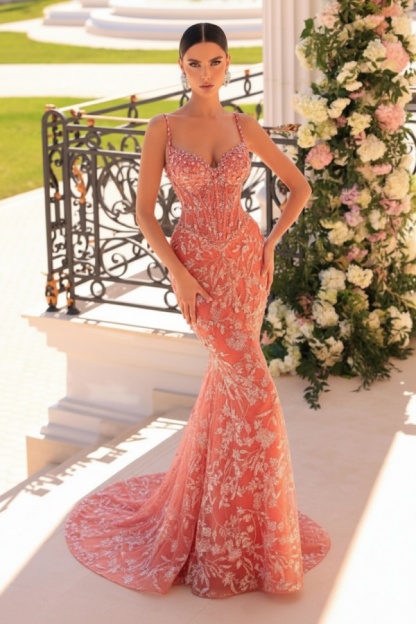 Designer Abendkleider Lang Spitze | Abiballkleider mit Glitzer