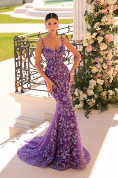 Designer Abendkleider Lang Spitze | Abiballkleider mit Glitzer