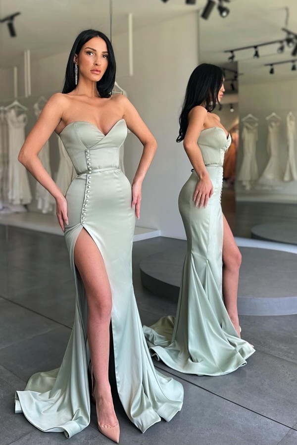 Schlichte Abendkleider Lang Dusty Grün Festliche Ballkleider Online-babyonlinedressde