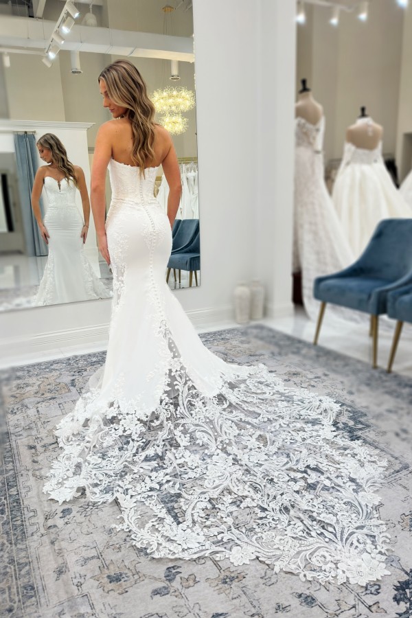 Elegante Brautkleider Meerjungfrau Stil Mit Spitze Hochzeitskleider Online