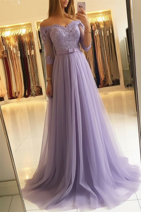 Heller Blau Abendkleider Lang Günstig | Abiballkleider Mit Ärmel