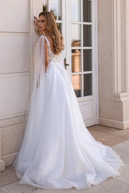 Sexy Hochzeitskleider A Linie Spitze Brautkleider mit Stola