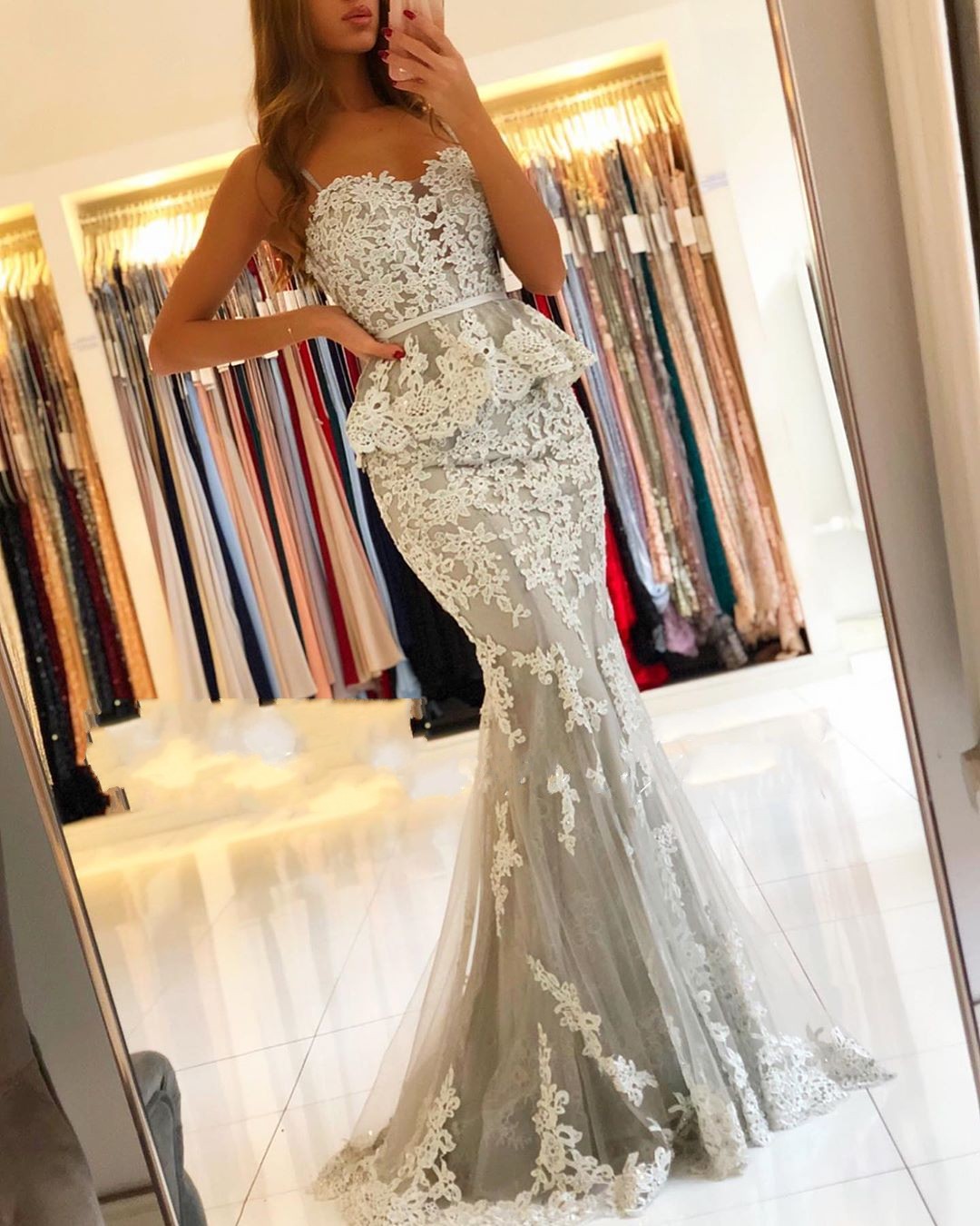 Elegante Abendkleider Lang Spitze | Abendmoden Abiallkleider Online Kaufen-babyonlinedressde