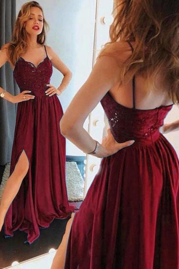 Schlichtes Abendkleid Lang | Abiballkleider Mit Spitze