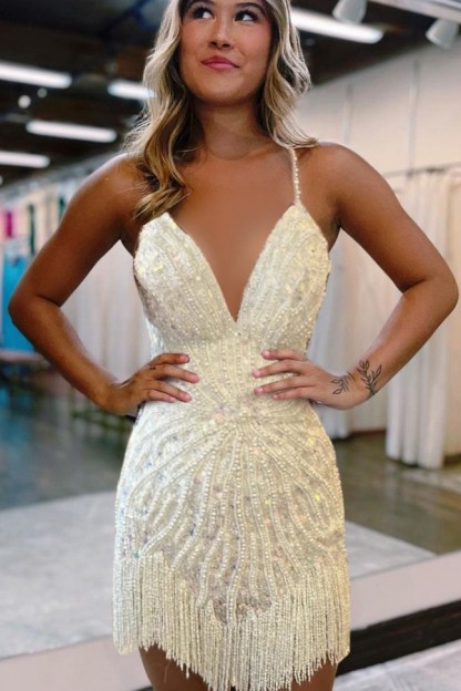 Weiße Cocktailkleider Partykleider Kurz Ballkleider Abendmoden Glitzer-babyonlinedressde