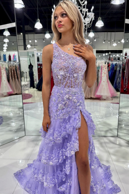 Purpur Abendkleid mit Ärmel | Abiballkleider Lang mit Glitzer