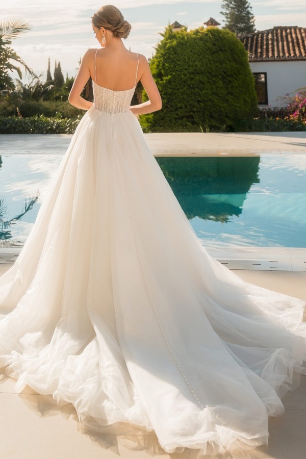 Exclusive Brautkleider A Linie Tüll Hochzeitskleider mit Glitzer