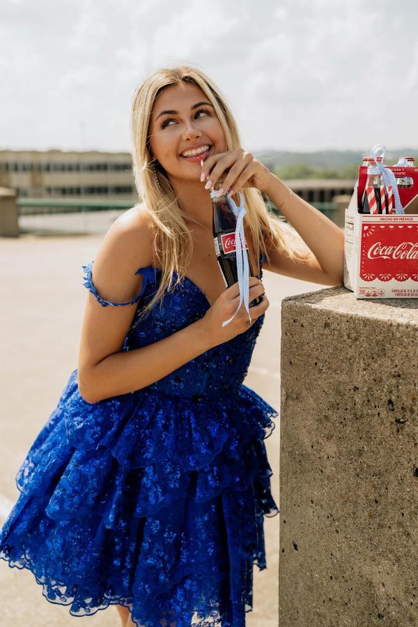 König Blaue Cocktailkleider Kurz Spize Ballkleider Abiballkleider Online-babyonlinedressde