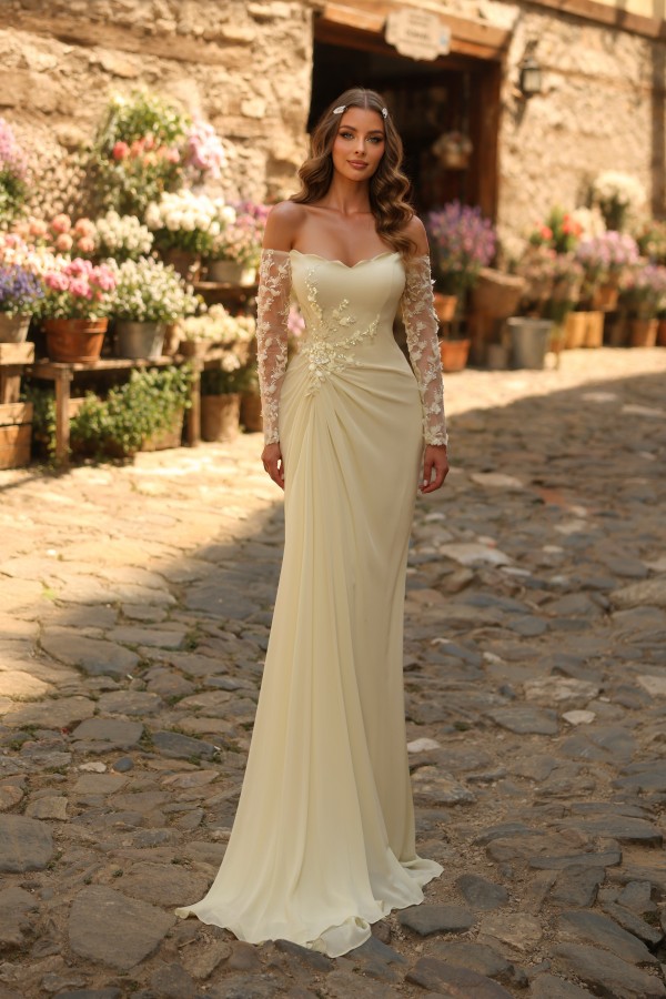 Blaue Abendkleider Lang Chiffon Ballkleider mit Glitzer