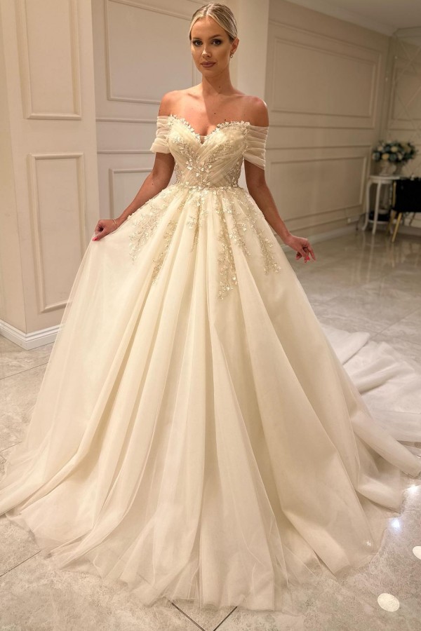 Wunderschöne Hochzeitskleider A Linie mit Spitze Tüll Brautkleider