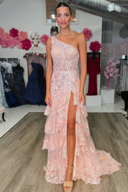 Purpur Abendkleid mit Ärmel | Abiballkleider Lang mit Glitzer