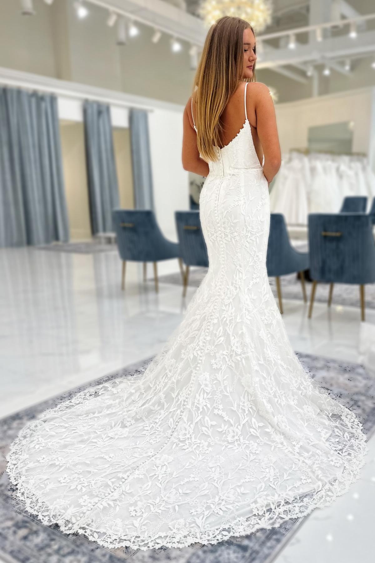 Schöne Brautkleider Spitze Meerjungfrau Stil Hochzeitskleider Rückenfrei-babyonlinedressde