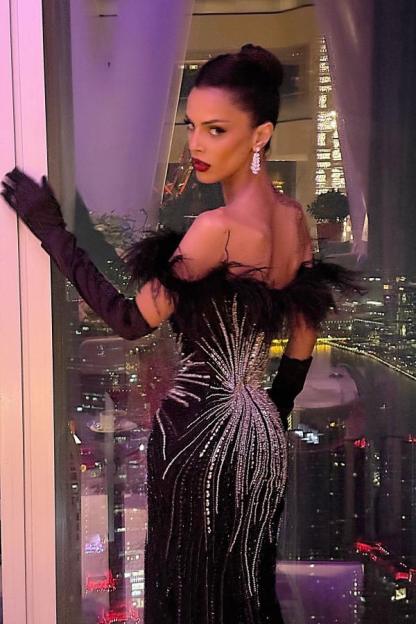 Extravagante Abendkleider Lang Schwarz Abiballkleider Ballkleider Glitzer-babyonlinedressde