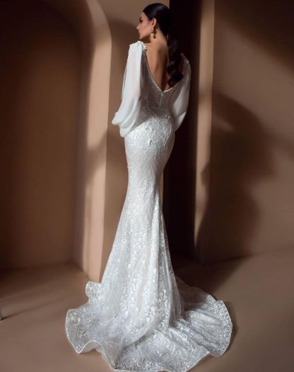 Elegante Brautkleider Mit Ärmel | Spitze Hochzeitskleider Meerjungfrau