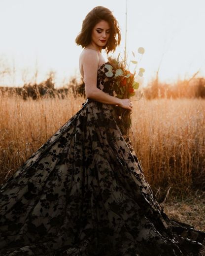 Elegante Brautkleider A Linie Spitze | Schwarze Hochzeitskleider Günstig
