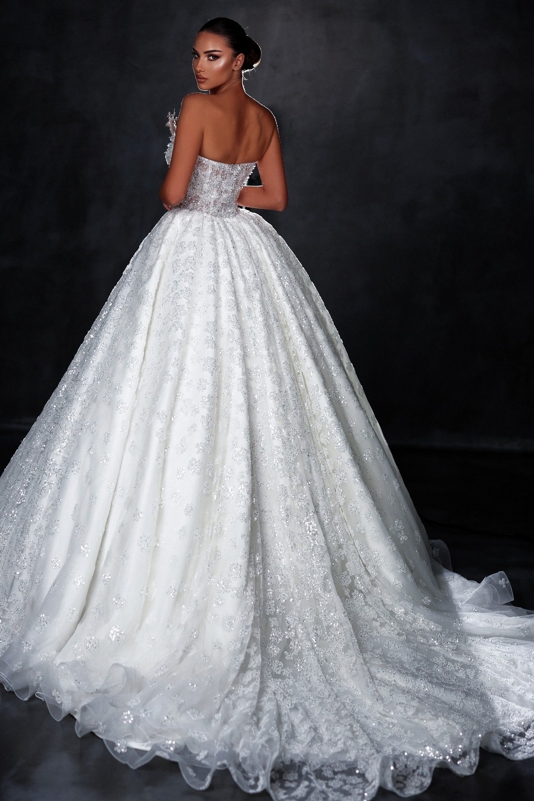 Prinzessin Hochzeitskleider Glitzer Brautkleider Weiß Spitze