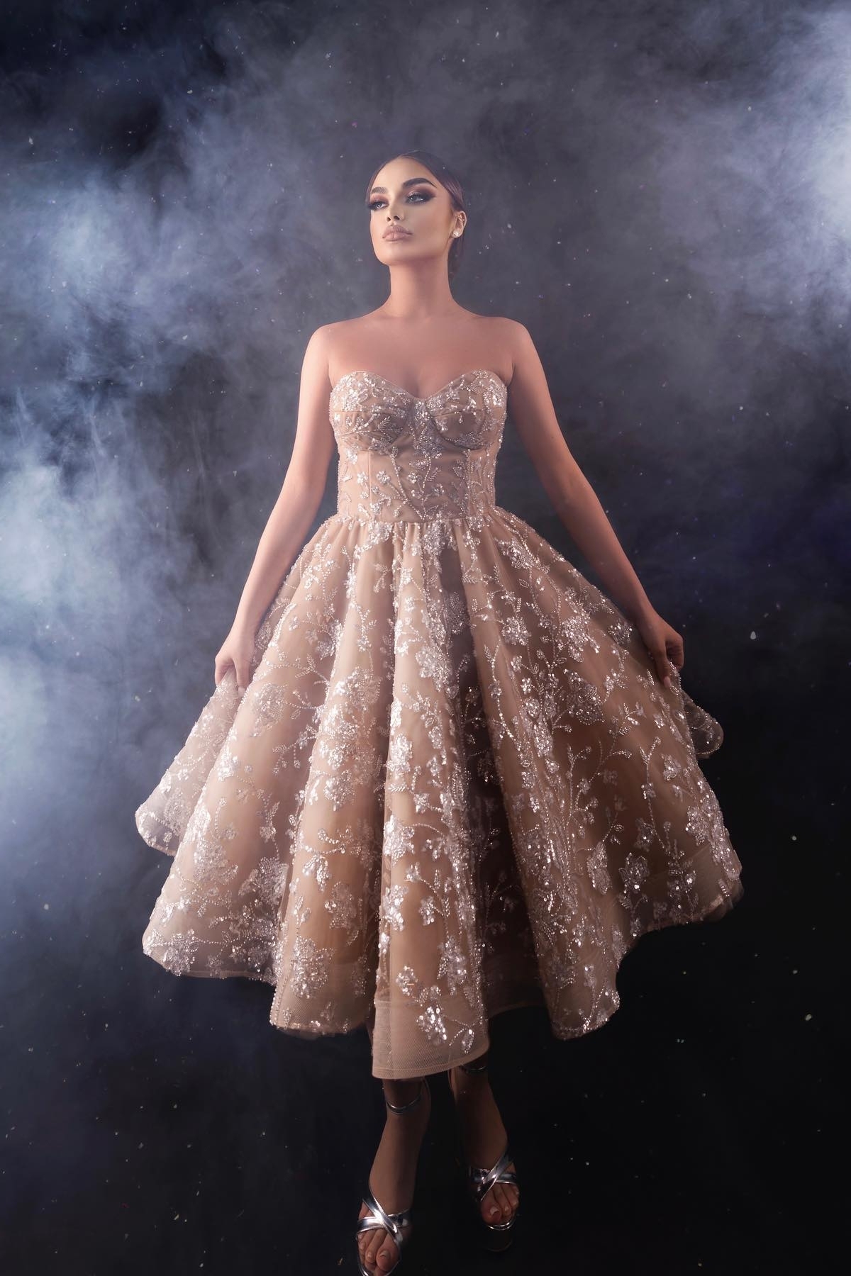 Champagne Brautkleider Kurz Hochzeitskleider mit Spitze