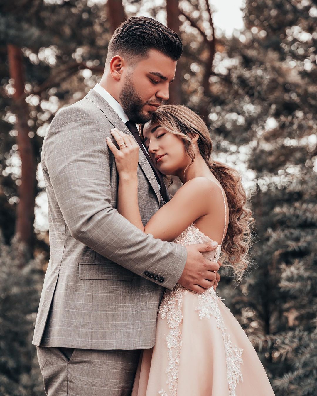 Schlichtes Brautkleider Blush Pink | Hochzeitskleider Mit Spitze