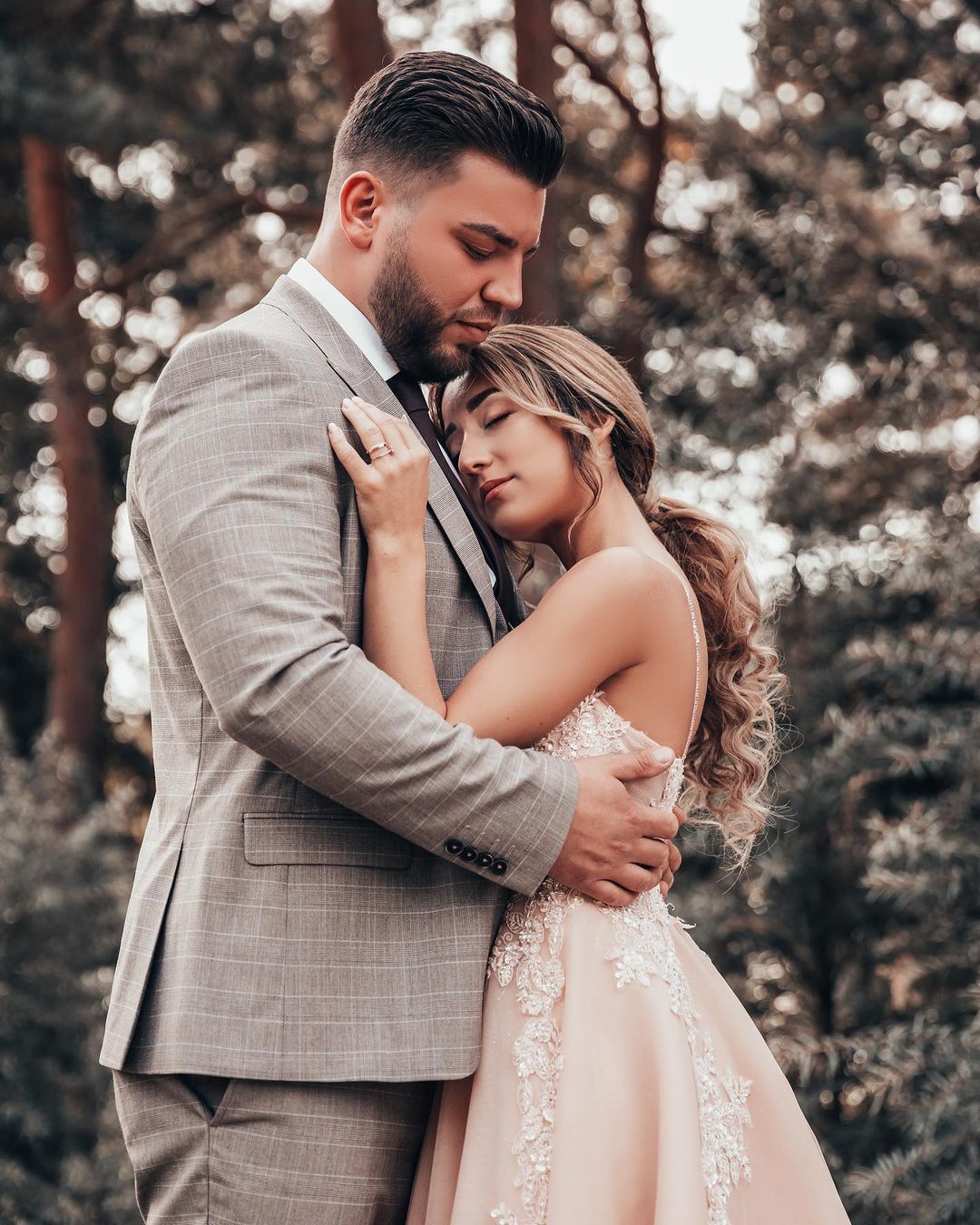 Schlichtes Brautkleider Blush Pink | Hochzeitskleider Mit Spitze