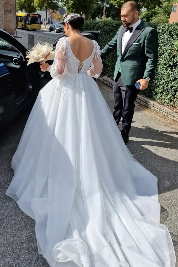 Prinzessin Hochzeitskleider Spitze | Brautkleider mit Ärmel
