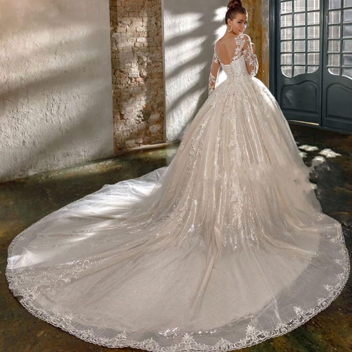 Elegante Brautkleider Mit Glitzer | Hochzeitskleider A Linie Mit Ärmel-babyonlinedressde