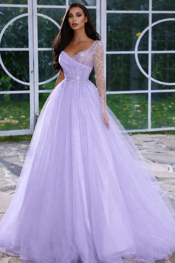 Designer Abendkleid Lang mit Ärmel | Gelb Abiballkleider Mit Glitzer