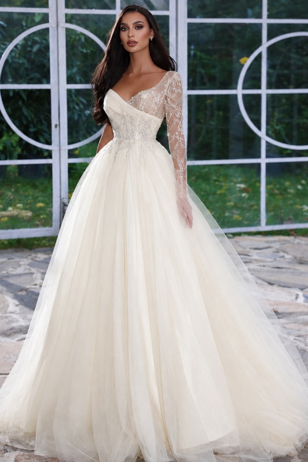 Designer Abendkleid Lang mit Ärmel | Gelb Abiballkleider Mit Glitzer