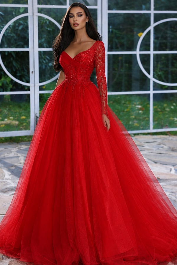 Designer Abendkleid Lang mit Ärmel | Gelb Abiballkleider Mit Glitzer-babyonlinedressde