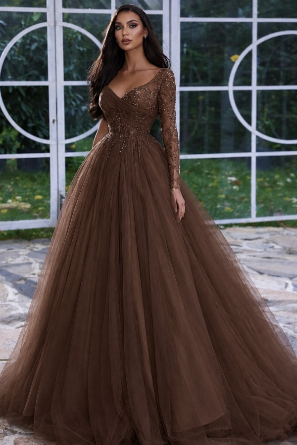 Designer Abendkleid Lang mit Ärmel | Gelb Abiballkleider Mit Glitzer
