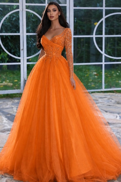 Designer Abendkleid Lang mit Ärmel | Gelb Abiballkleider Mit Glitzer