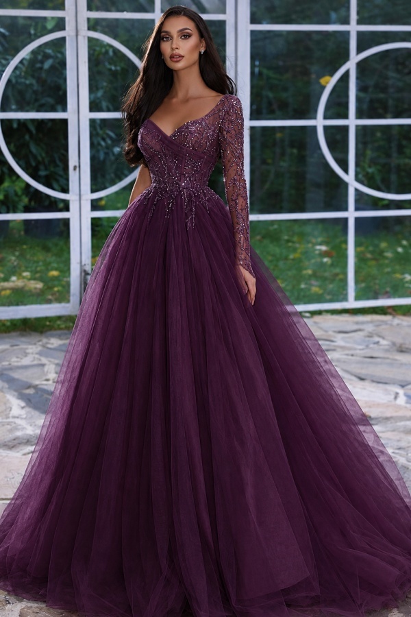 Designer Abendkleid Lang mit Ärmel | Gelb Abiballkleider Mit Glitzer