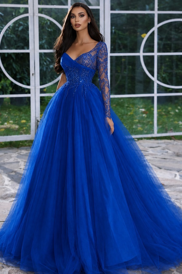 Designer Abendkleid Lang mit Ärmel | Gelb Abiballkleider Mit Glitzer