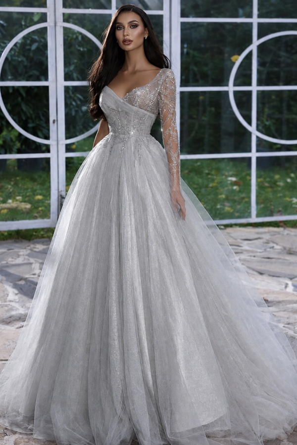 Designer Abendkleid Lang mit Ärmel | Gelb Abiballkleider Mit Glitzer