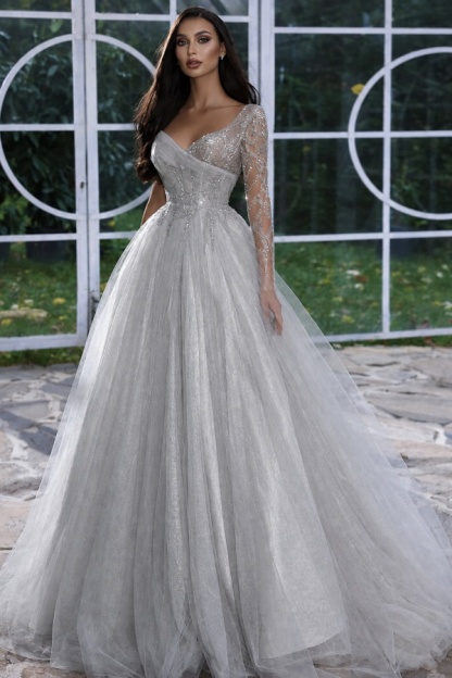Designer Abendkleid Lang mit Ärmel | Gelb Abiballkleider Mit Glitzer