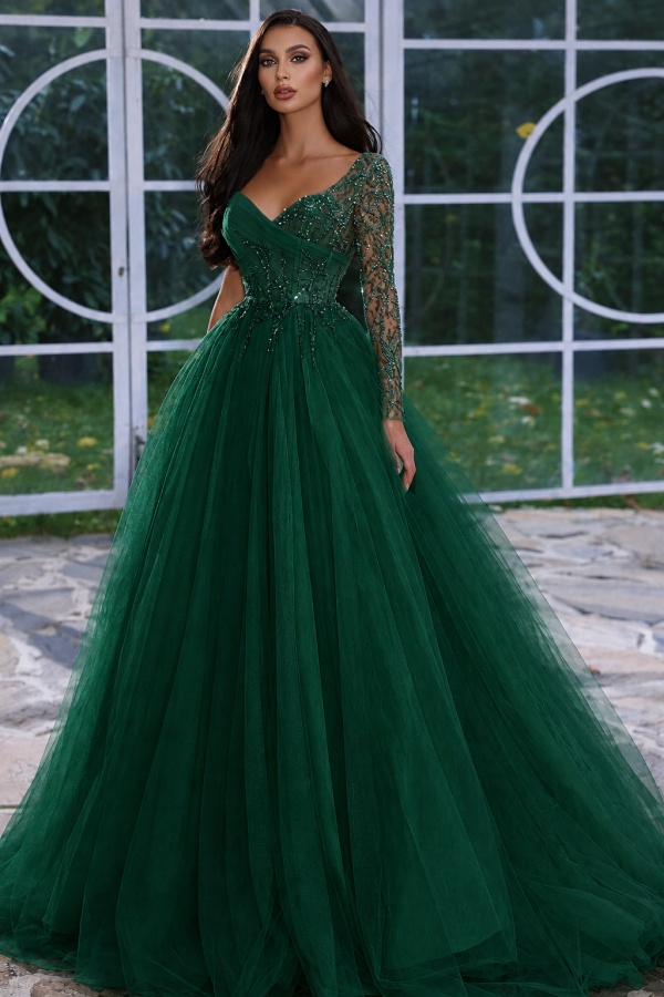 Designer Abendkleid Lang mit Ärmel | Gelb Abiballkleider Mit Glitzer