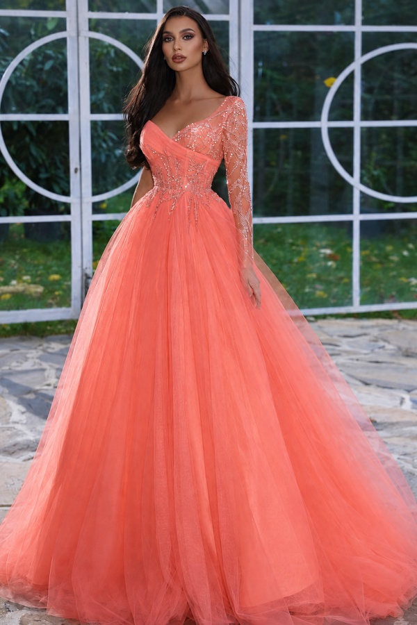 Designer Abendkleid Lang mit Ärmel | Gelb Abiballkleider Mit Glitzer