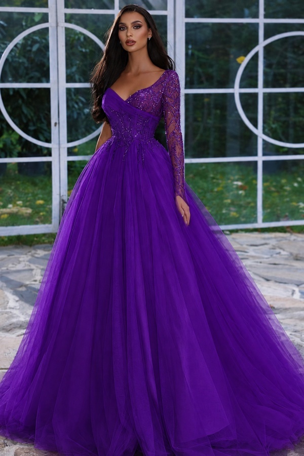 Designer Abendkleid Lang mit Ärmel | Gelb Abiballkleider Mit Glitzer