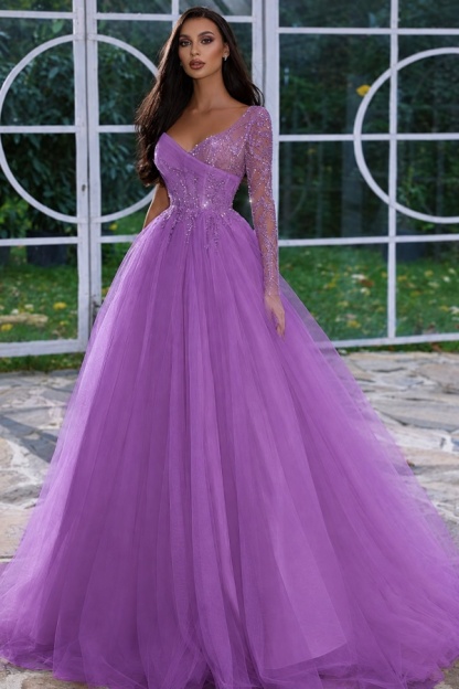 Designer Abendkleid Lang mit Ärmel | Gelb Abiballkleider Mit Glitzer