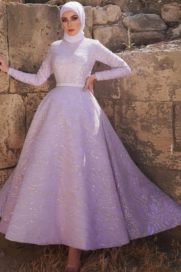 Lilac Abendkleider Lang Spitze Ballkleider Abiballkleider Online