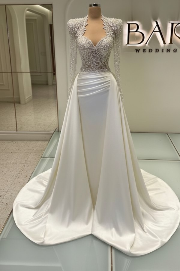 Luxus Abendkleider Lang Weiß | Glitzer Abiballkleider Mit Ärmel