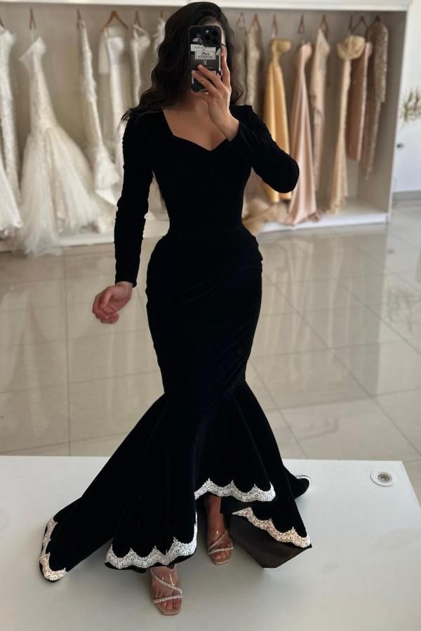 Vintage Abendkleider Lang Schwarz Velvet Ballkleider Abiballkleider Online