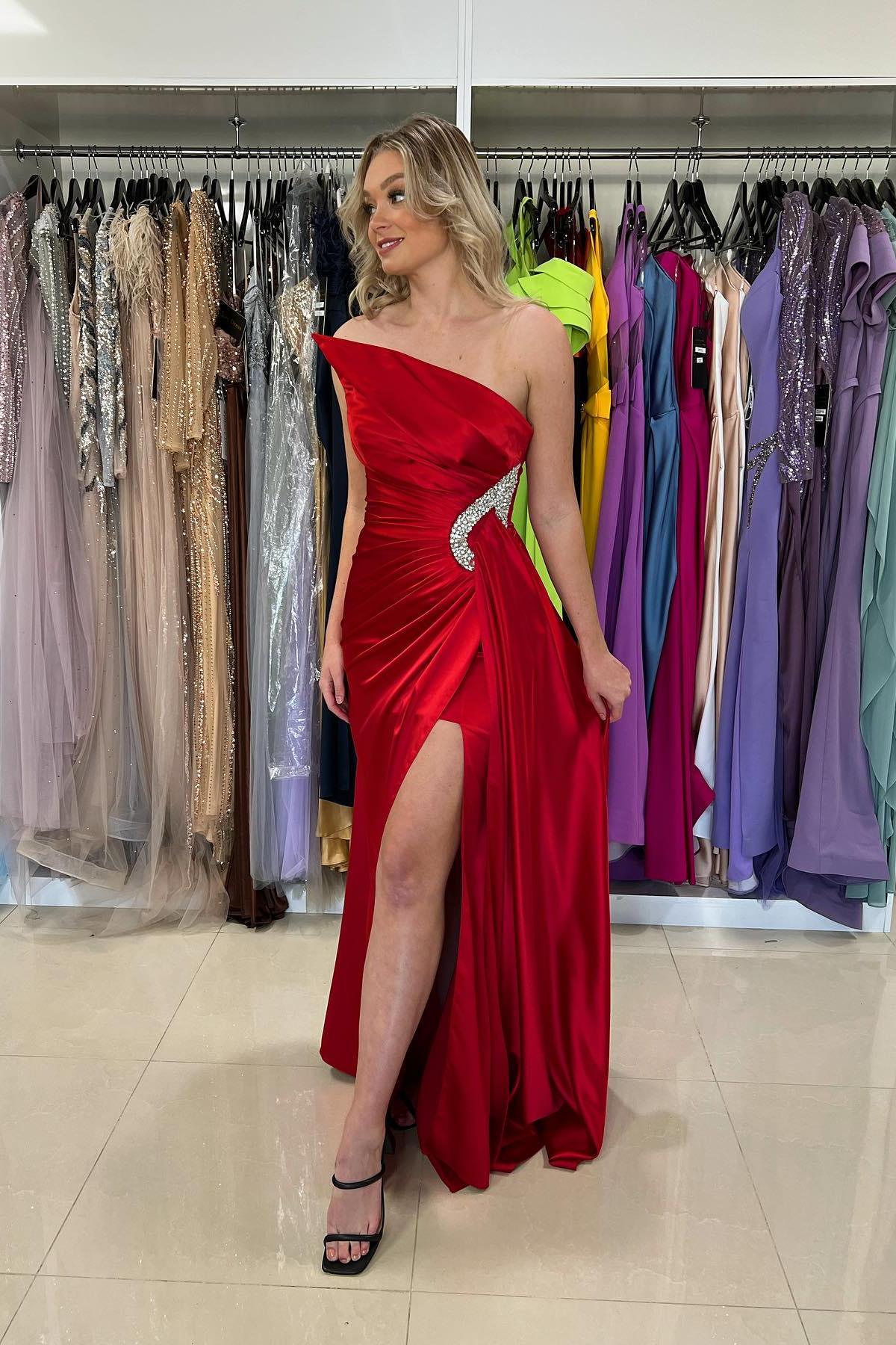 Elegante Abendkleider Lang Schwarz Rote Ballkleider Schlicht Günstig