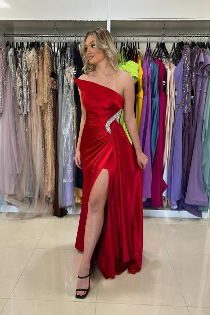 Elegante Abendkleider Lang Schwarz Rote Ballkleider Schlicht Günstig
