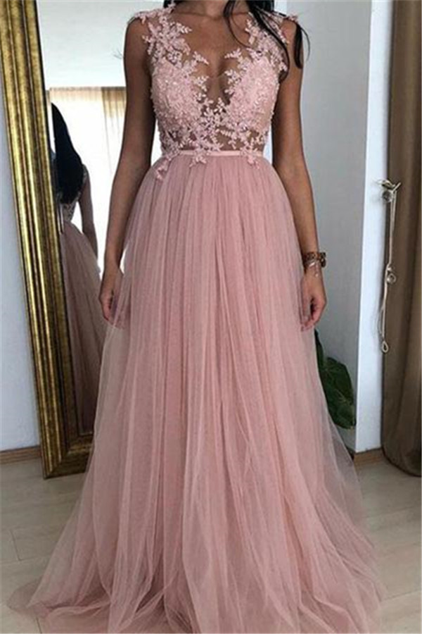 Modern Abendkleider Rosa | Abiballkleider Lang Mit Spitze