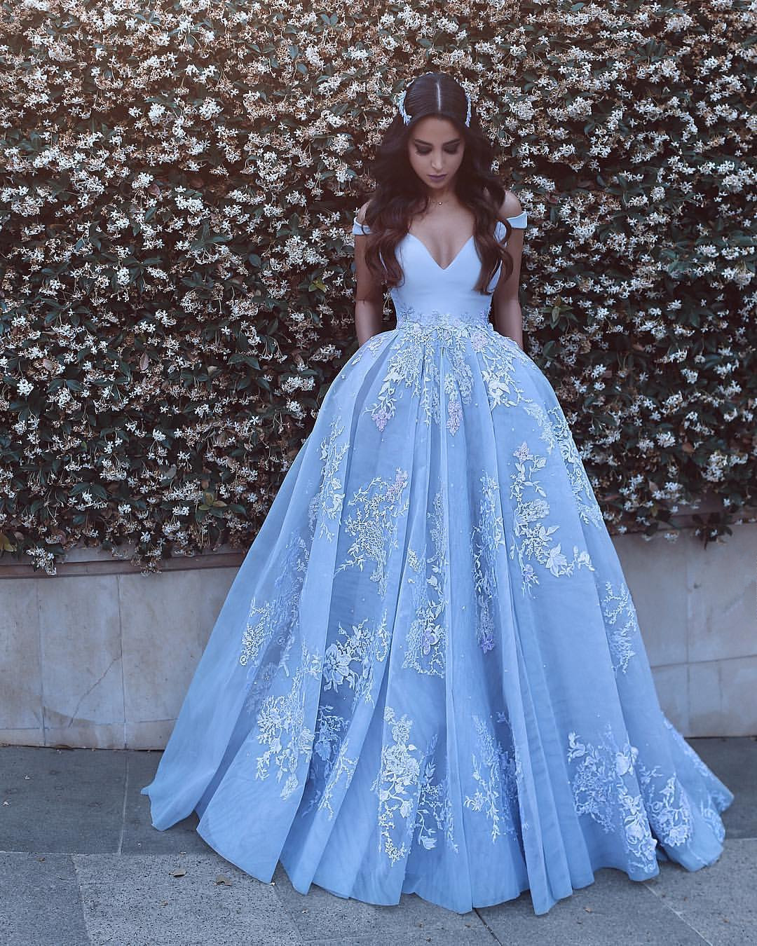 Designer Blau Abendkleider Lang Mit Spitze Träger A Linie Abendmoden Ballkleider