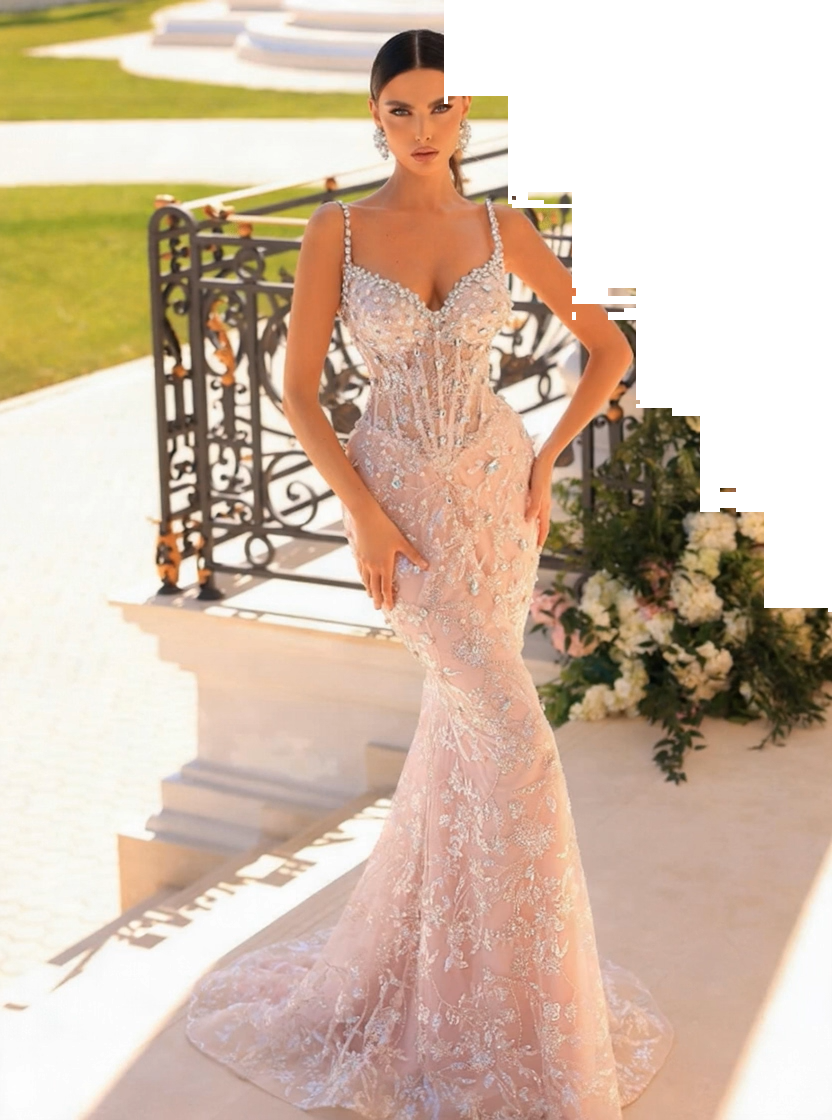 Designer Abendkleider Lang Spitze | Abiballkleider mit Glitzer