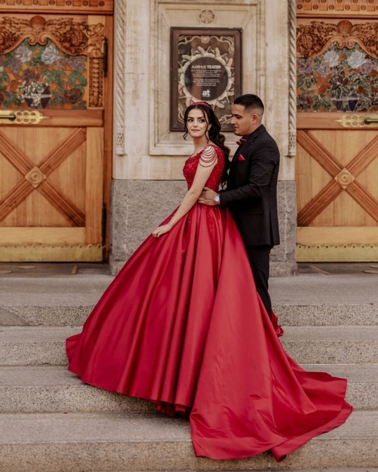 Rote Brautkleider A Linie | Hochzeitskleider Mit Spitze